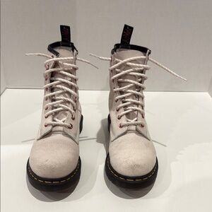 Dr Doc Martens 1460 Lace Up Boots White Pink Size 8